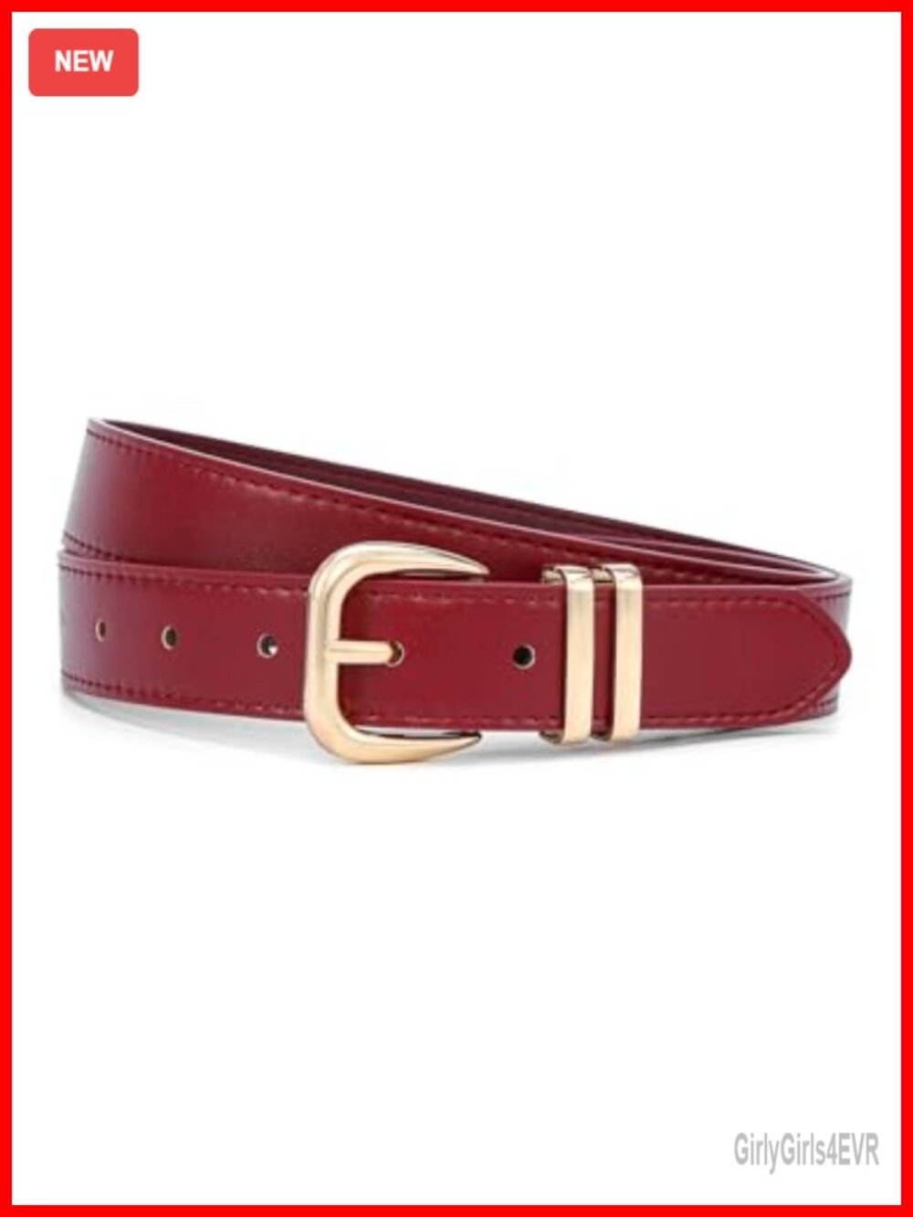 Minimalist Faux Leather Belt with Gold Buckle for Jeans Dresses